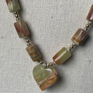 Natural Stone Heart Beaded Necklace
